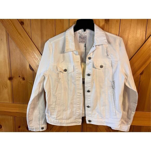Love Tree Denim Jacket Size 1X  White Distressed nwt (3039) - Picture 1 of 6
